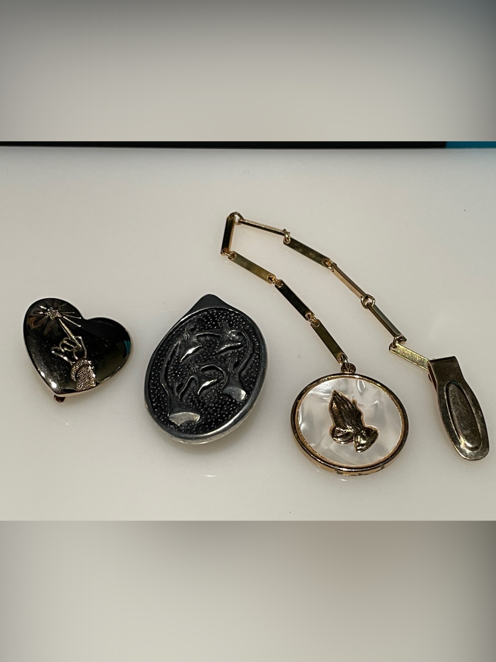 Gold and Silver Tone Mixed Brooch Set